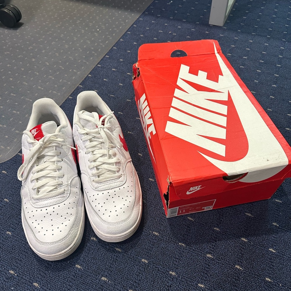 Nike Court Vision Lo White and Red Sneakers